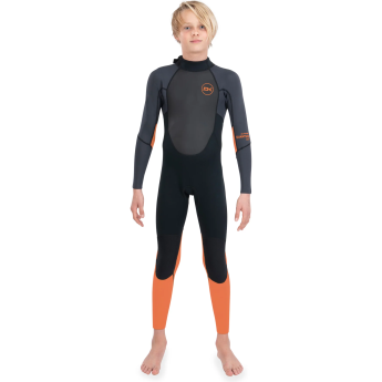 Гидрокостюм детский DAKINE KID'S QUANTUM BACK ZIP FULL SUIT 3/2mm F/L Black/Orange, размер 11