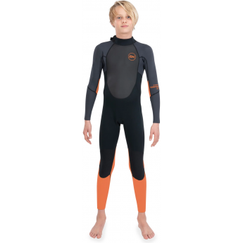 Гидрокостюм детский DAKINE KID'S QUANTUM BACK ZIP FULL SUIT 3/2mm F/L Black/Orange, размер 7