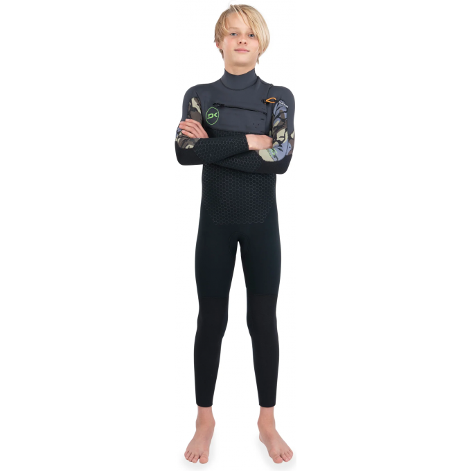 Гидрокостюм детский DAKINE KID'S RANGER SURF HYBRID BACK ZIP 3/2mm Black/Green, размер 11 DK22K32RBZ (0604565598103)