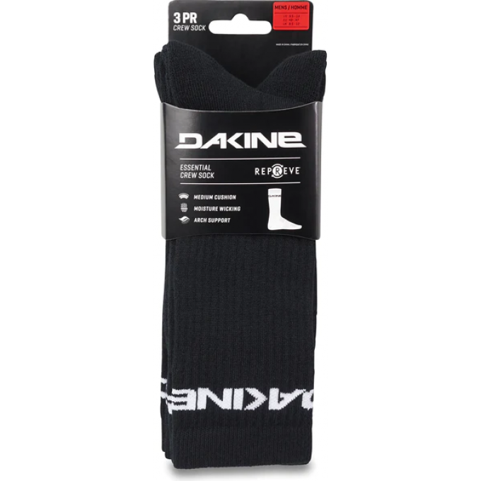 Носки (упаковка 3 пары) 40-43 DAKINE ESSENTIAL SOCK-3PK BLACK, S/M 10003681 (0194626418322)